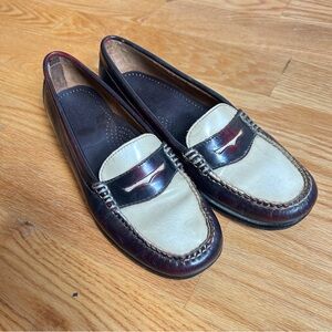 G.H. Bass & Co. Two-tone Whitney Weejuns Maroon and Cream Leather Loafers